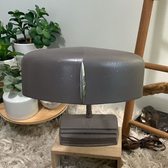 Vintage Grey Cast Metal Industrial Style Gooseneck Lamp - Picture 3 of 17